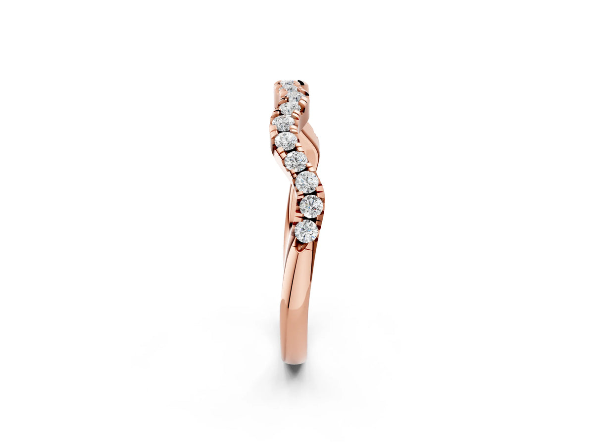 Rose gold Round Diamond Scalloped Pavé Wedding Band with Shared Prong Setting_2