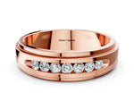 Rose gold Round Diamond Seven-Stone Channel Set Mens Band