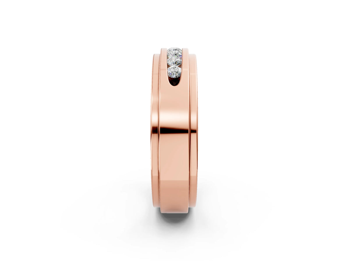 Rose gold Round Diamond Seven-Stone Channel Set Mens Band_2
