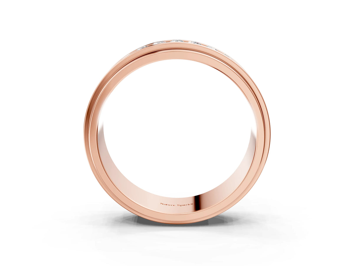 Rose gold Round Diamond Seven-Stone Channel Set Mens Band_3