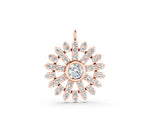 Rose gold Round Diamond Snowflake Pendant with Pavé Setting