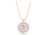 Rose gold Round Diamond Snowflake Pendant with Pavé Setting_1
