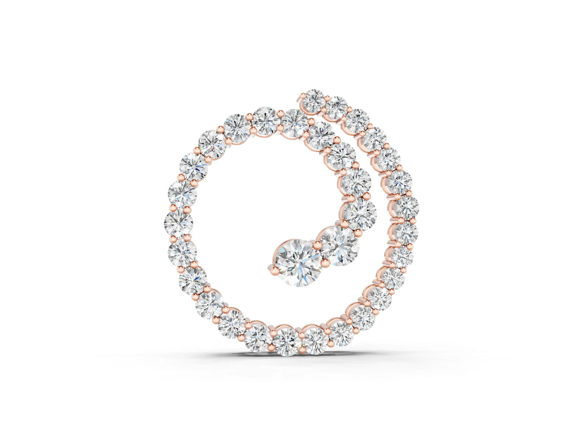Rose gold Round Diamond Spiral Pendant with Prong Setting