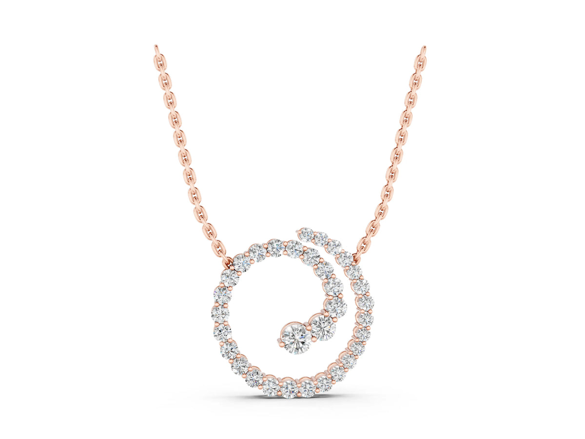 Rose gold Round Diamond Spiral Pendant with Prong Setting_1