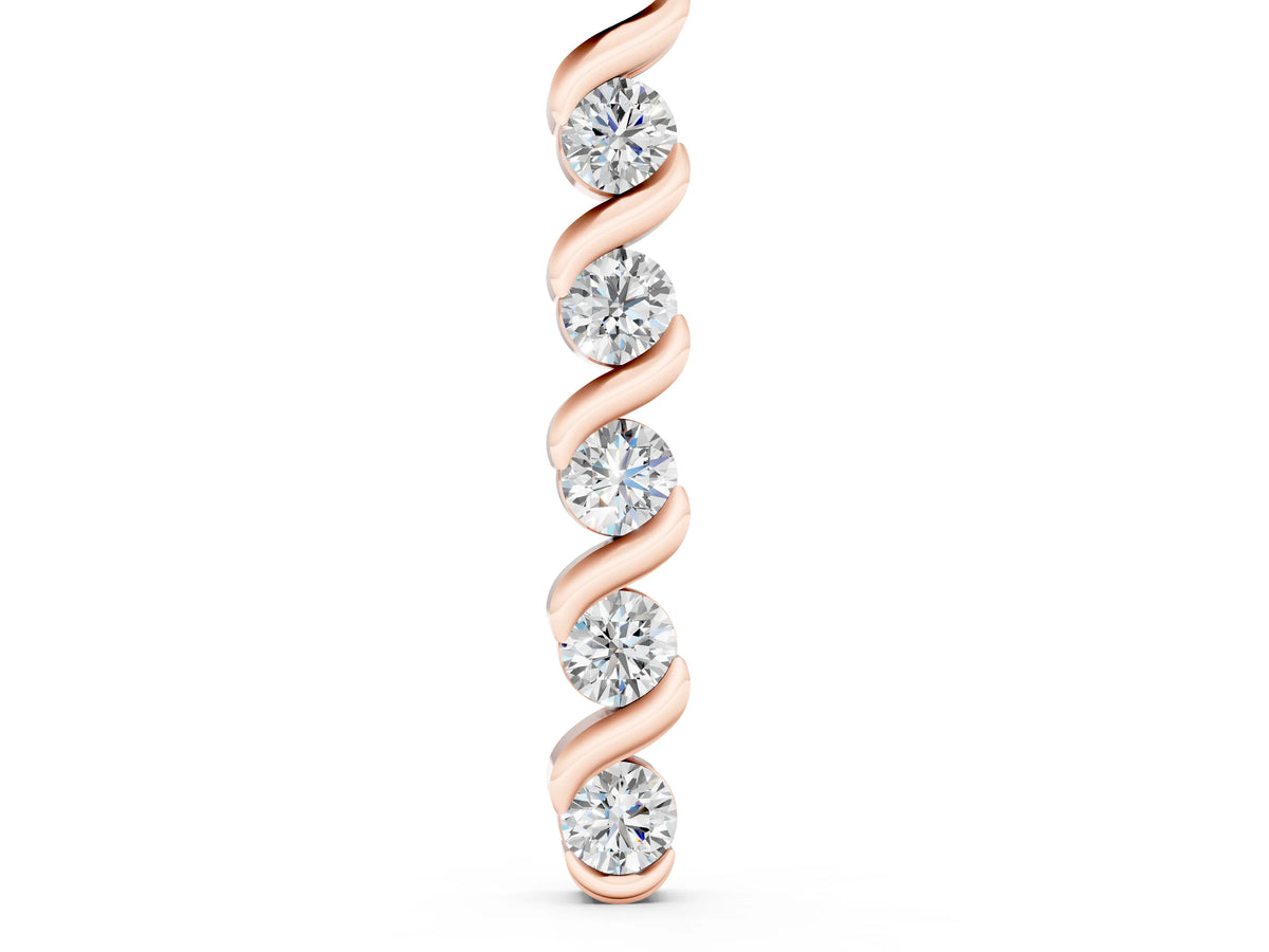 Rose gold Round Diamond Spiral Prong Pendant