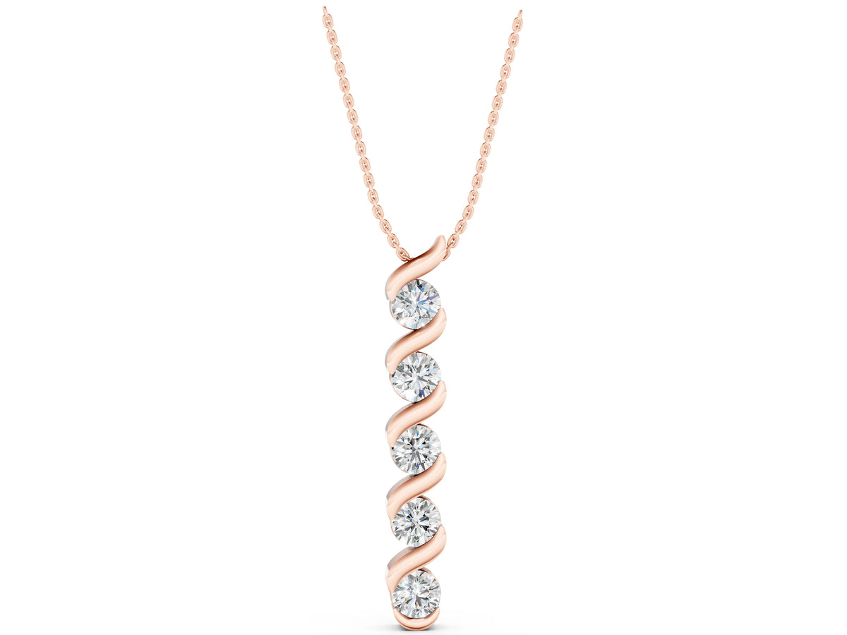 Rose gold Round Diamond Spiral Prong Pendant_1
