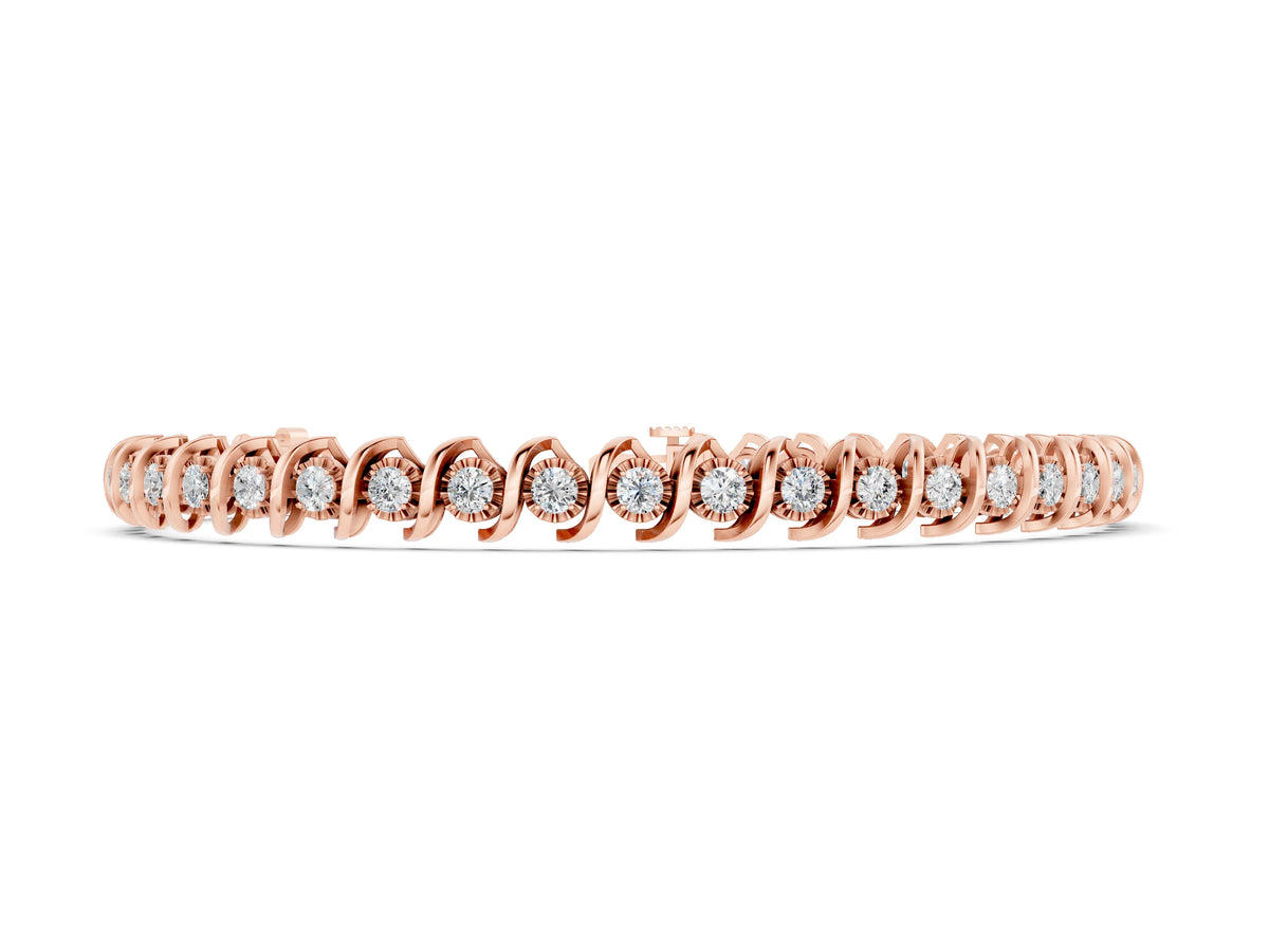 Rose gold Round Diamond Spiral Prong Tennis Bracelet