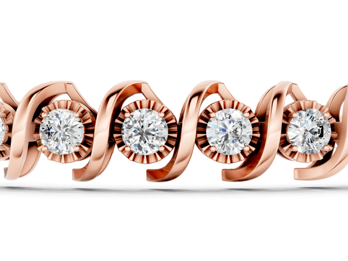 Rose gold Round Diamond Spiral Prong Tennis Bracelet_1
