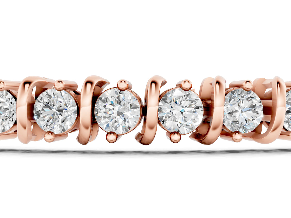 Rose gold Round Diamond Spiral Tennis Bracelet with Prong Setting_1