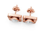 Rose gold Round Diamond Sunburst Square Stud Earrings_1