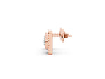 Rose gold Round Diamond Sunburst Square Stud Earrings_2