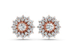 Rose gold Round Diamond Sunburst Stud Earrings