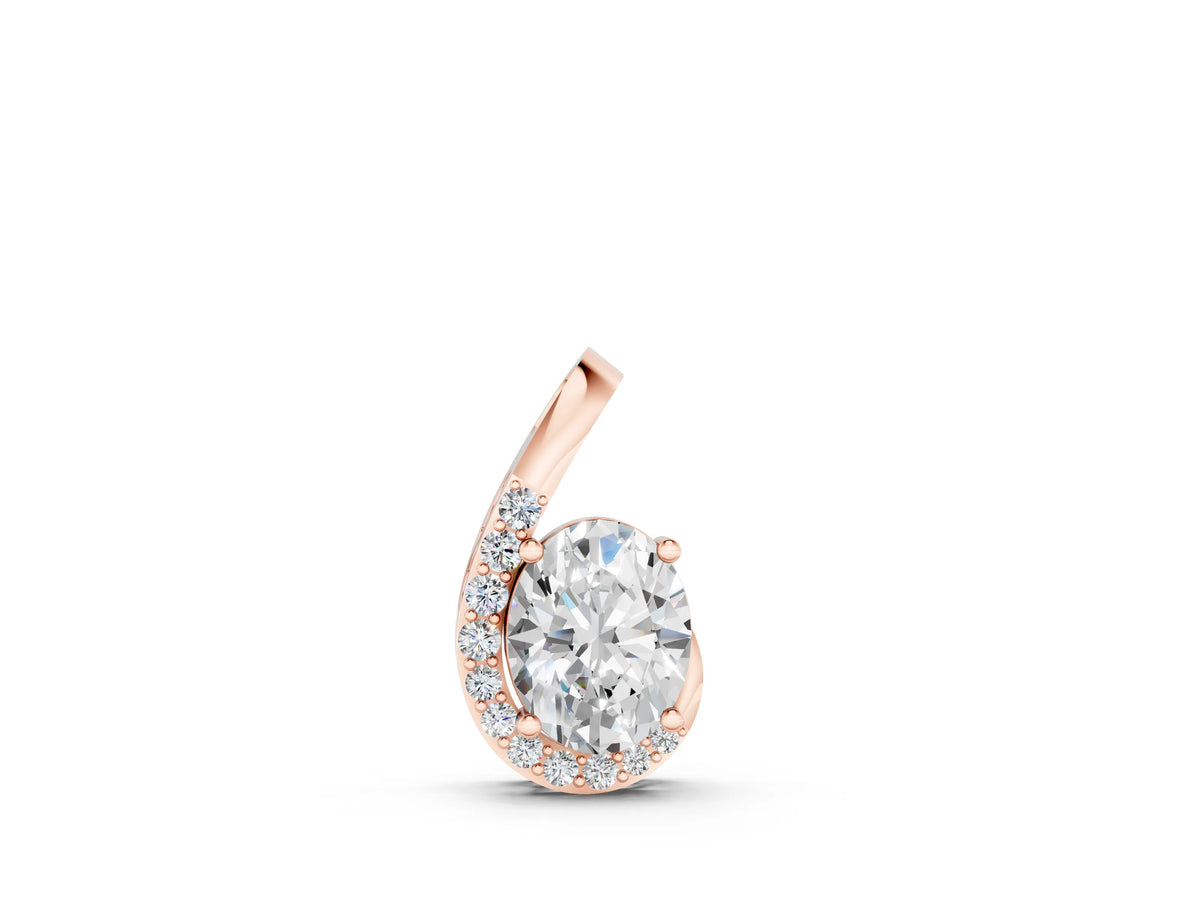 Rose gold Round Diamond Swirl Pendant with Prong Setting