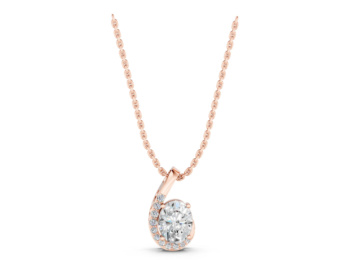 Rose gold Round Diamond Swirl Pendant with Prong Setting_1
