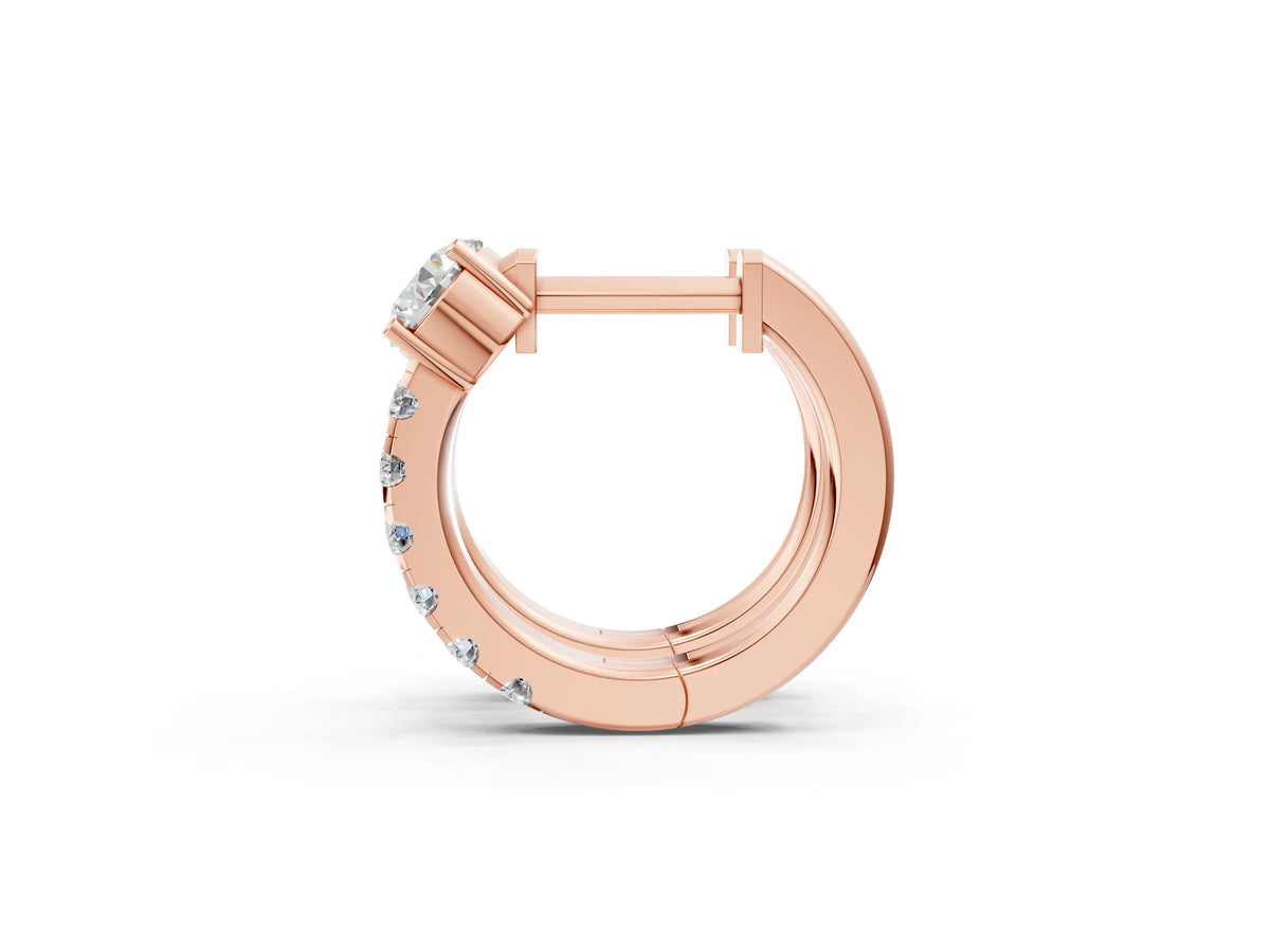 Rose gold Round Diamond Taylor Huggie Hoop Earrings_1