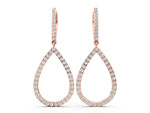 Rose gold Round Diamond Teardrop Drop Earrings