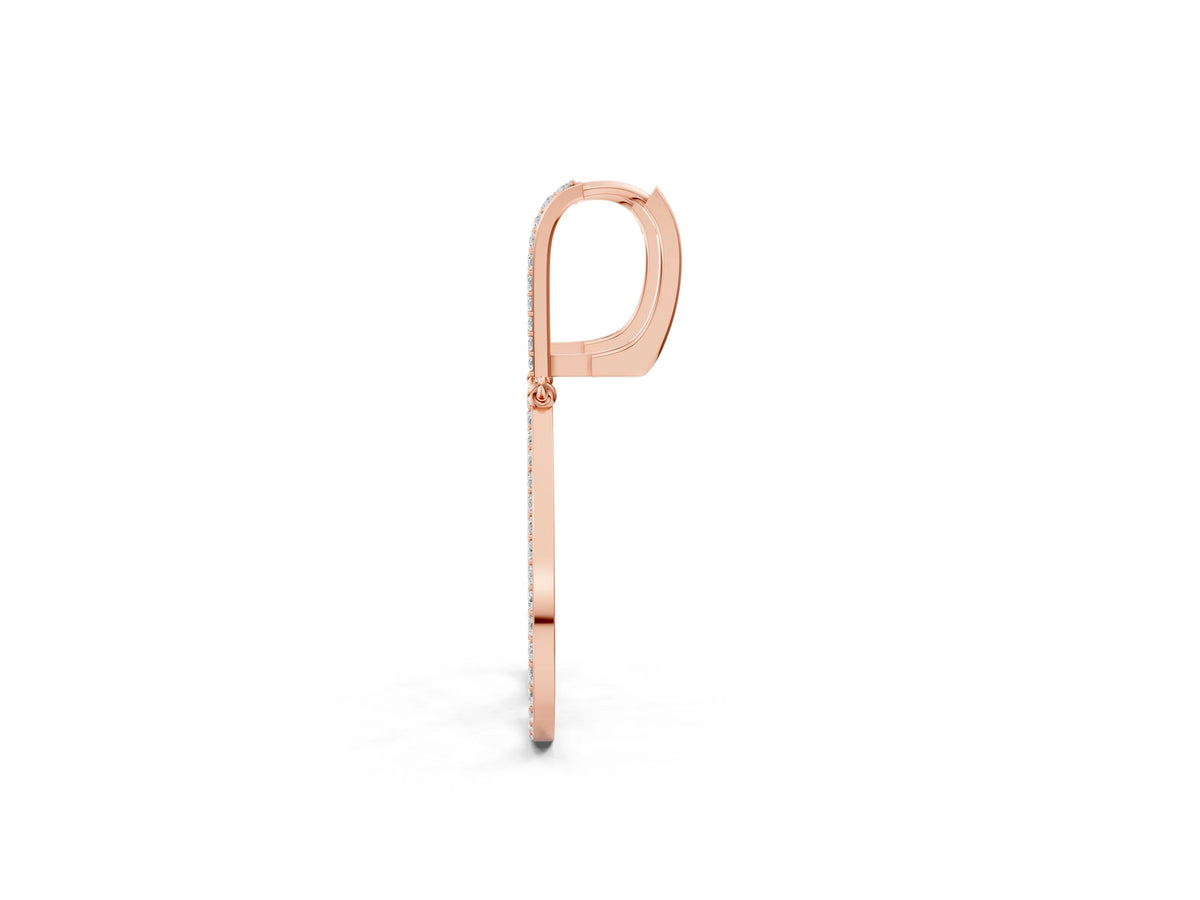 Rose gold Round Diamond Teardrop Drop Earrings_1