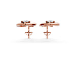 Rose gold Round Diamond Teardrop Earrings with Bezel Setting and Loop Band