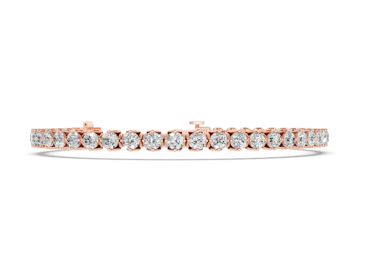 Rose gold Round Diamond Tennis Bracelet with Box Chain and Basket Prong Setting