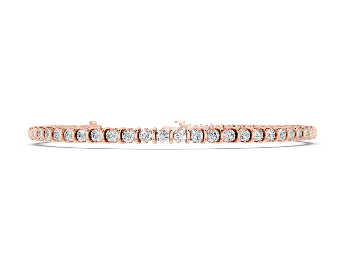 Rose gold Round Diamond Tennis Bracelet with Channel Setting and Box Clasp
