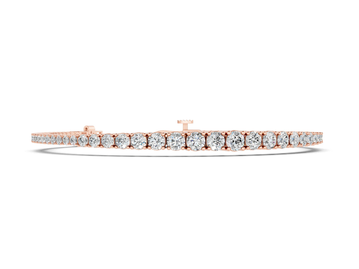 Rose gold Round Diamond Tennis Bracelet with Four-Prong Setting on a White Gold Band