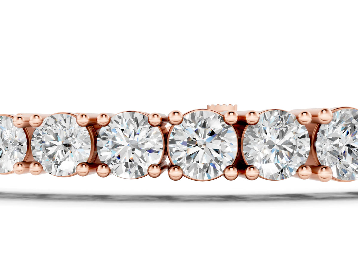 Rose gold Round Diamond Tennis Bracelet with Four-Prong Setting on a White Gold Band_1