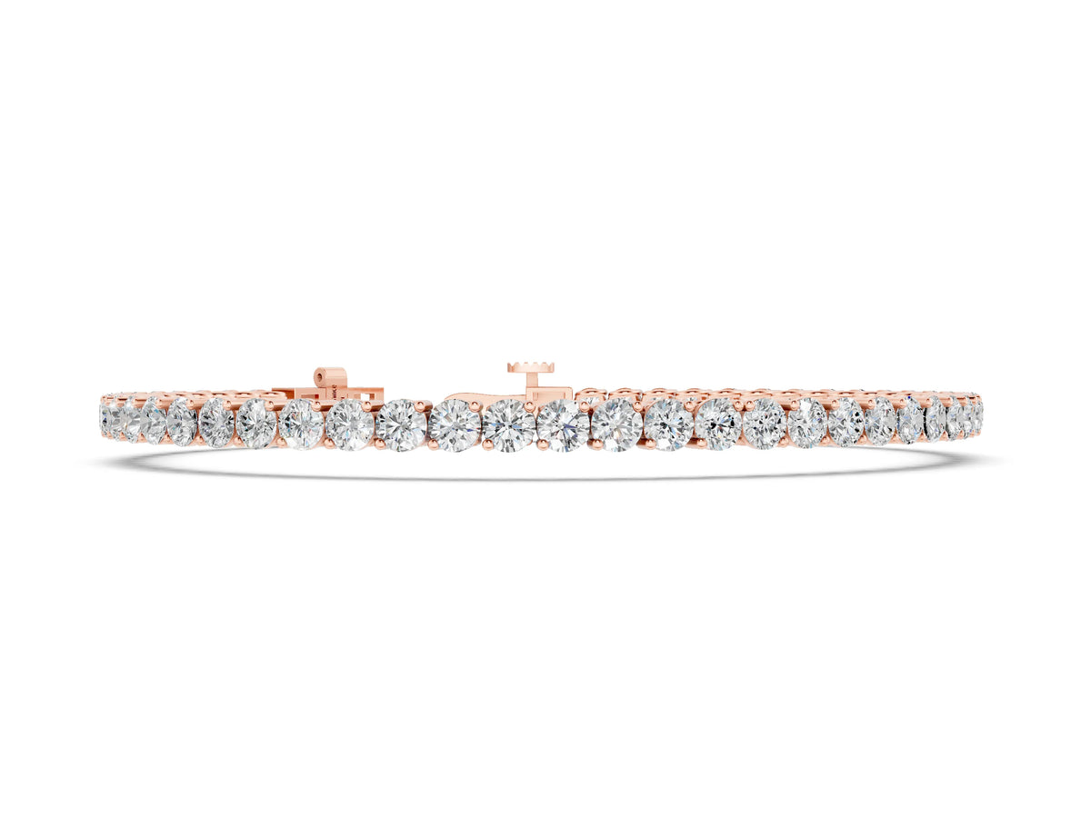 Rose gold Round Diamond Tennis Bracelet with Prong Setting and Box Clasp