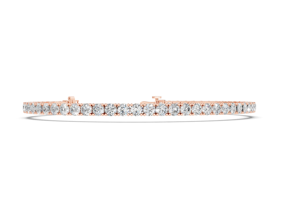 Rose gold Round Diamond Tennis Bracelet with Prong Setting in White Gold