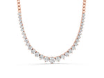 Rose gold Round Diamond Tennis Necklace with Graduated Prong Setting