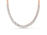Rose gold Round Diamond Tennis Necklace with Prong Setting and Bead Chain