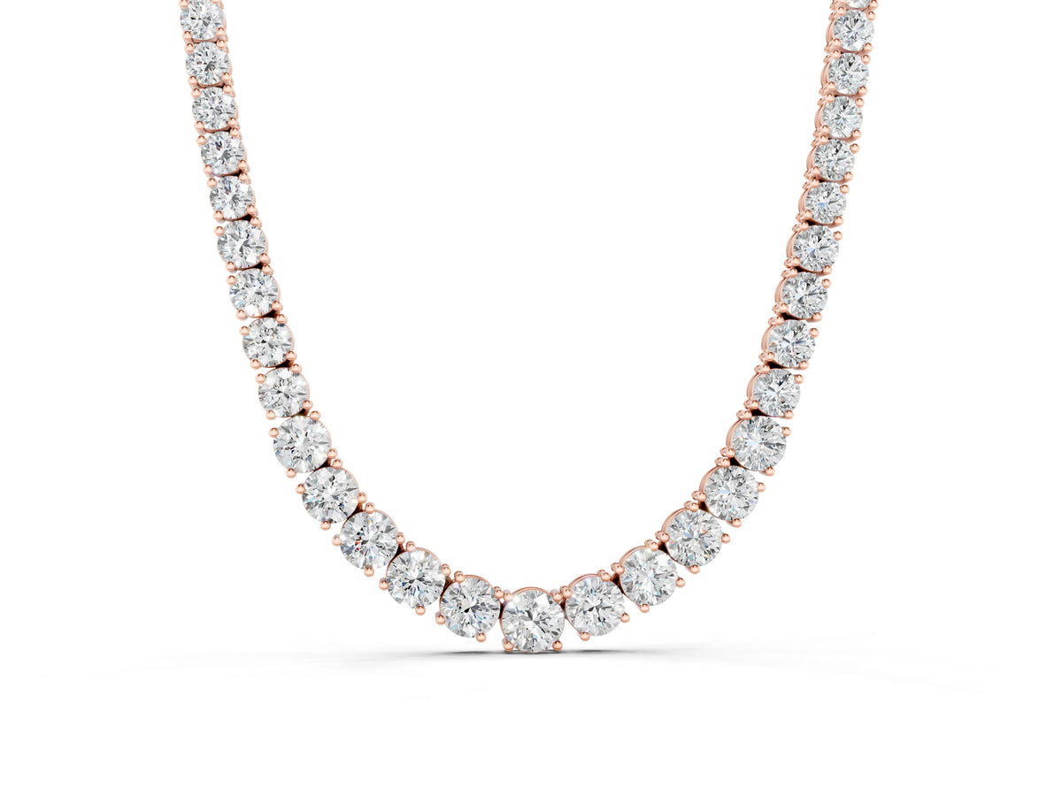 Rose gold Round Diamond Tennis Necklace with Prong Setting