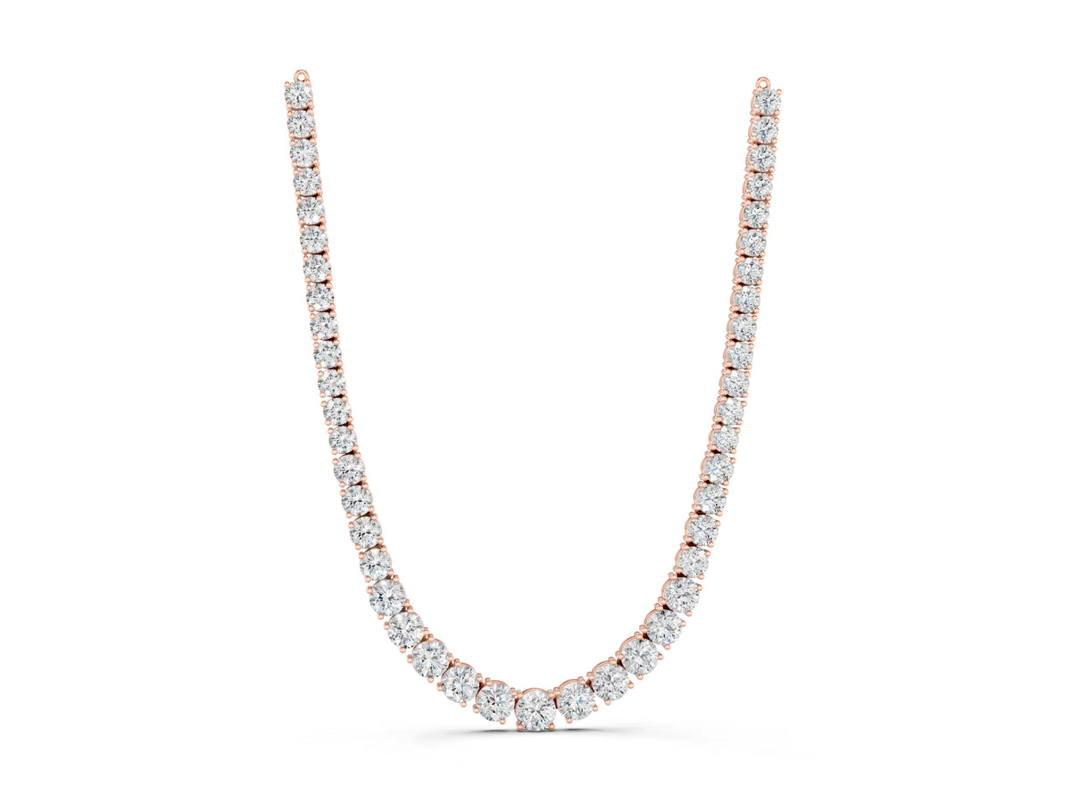 Rose gold Round Diamond Tennis Necklace with Prong Setting_1