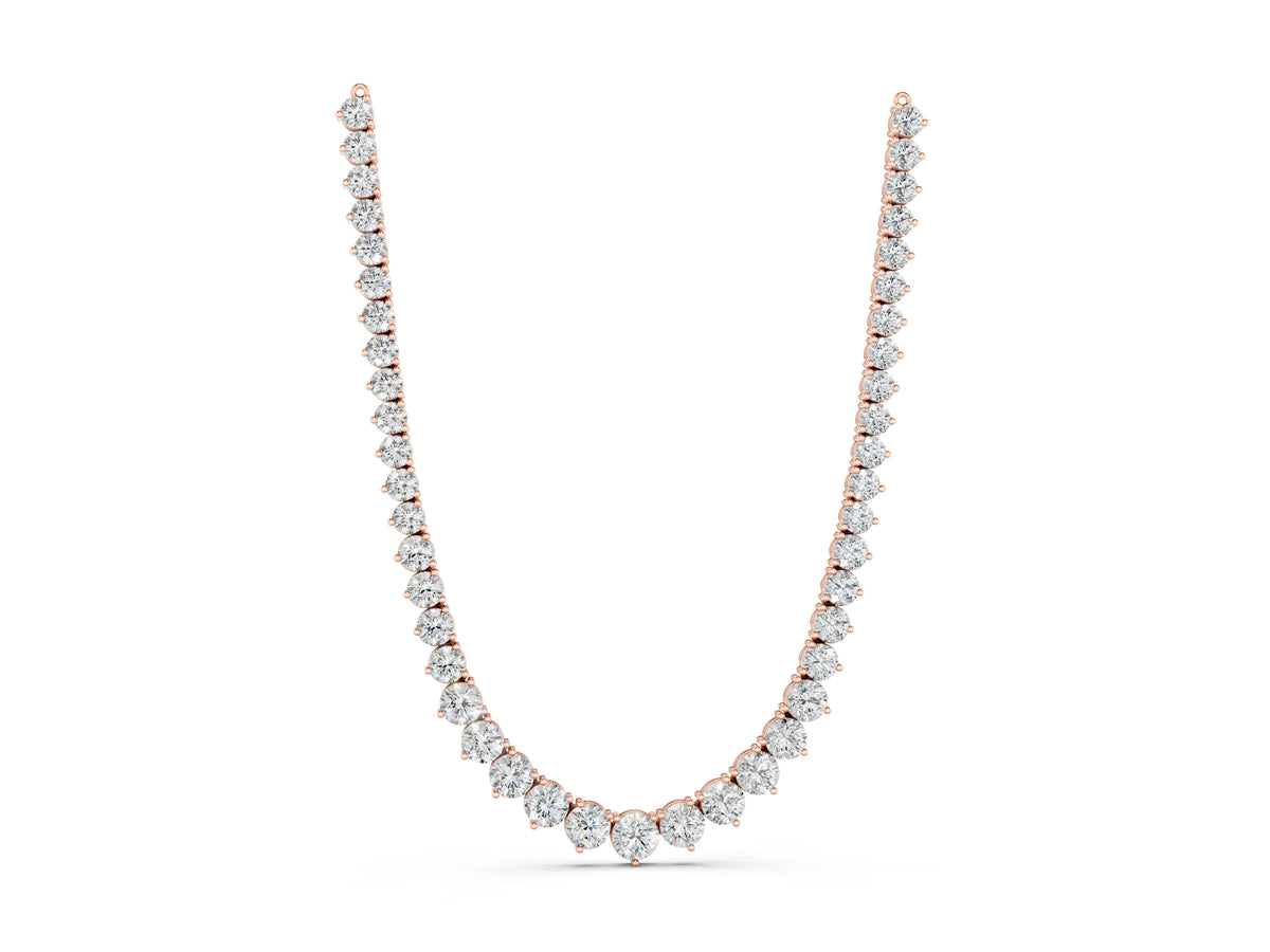 Rose gold Round Diamond Tennis Necklace with Three-Prong Setting_1