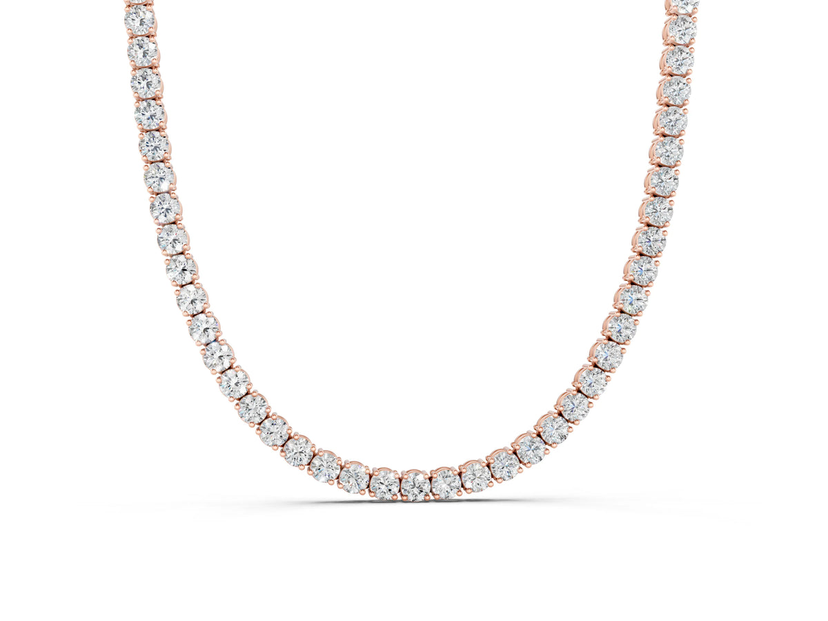 Rose gold Round Diamond Tennis Necklace_8