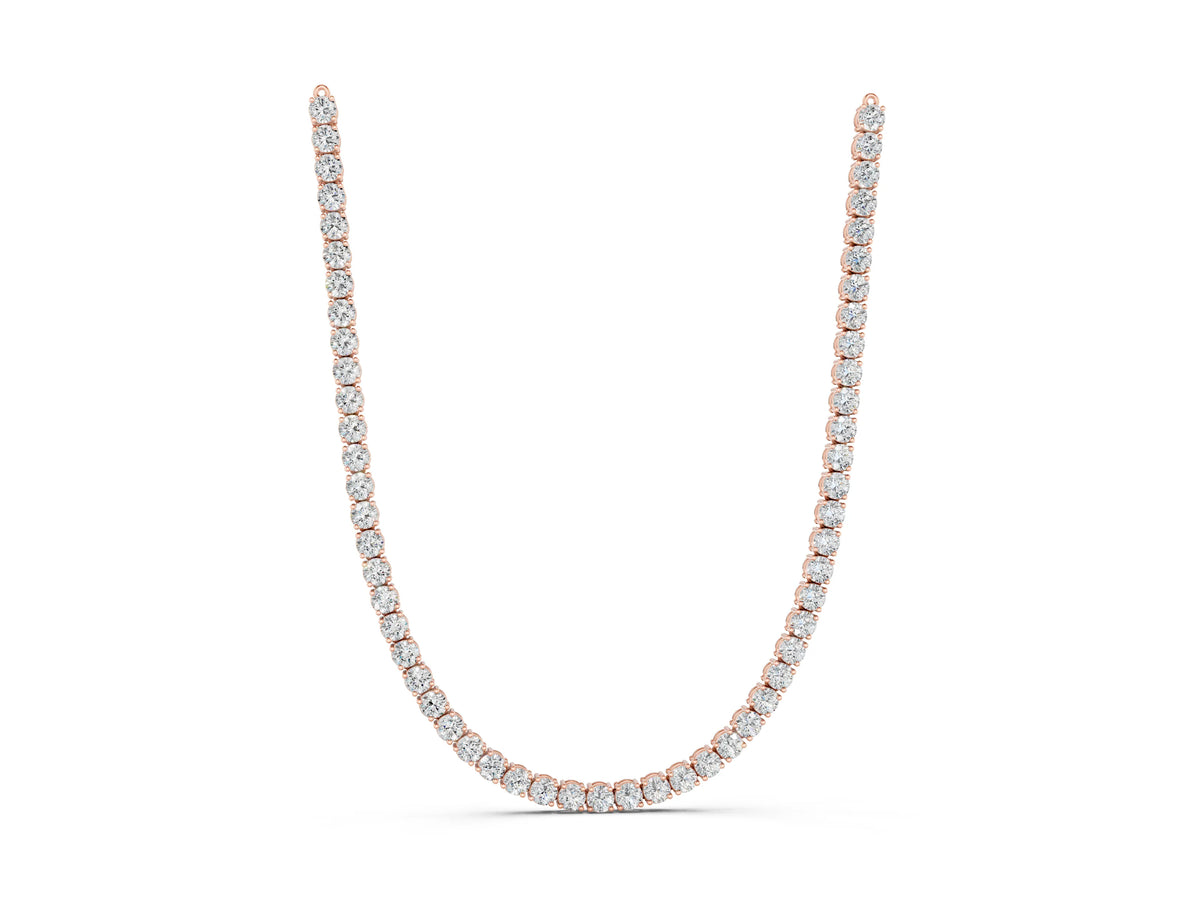 Rose gold Round Diamond Tennis Necklace_9