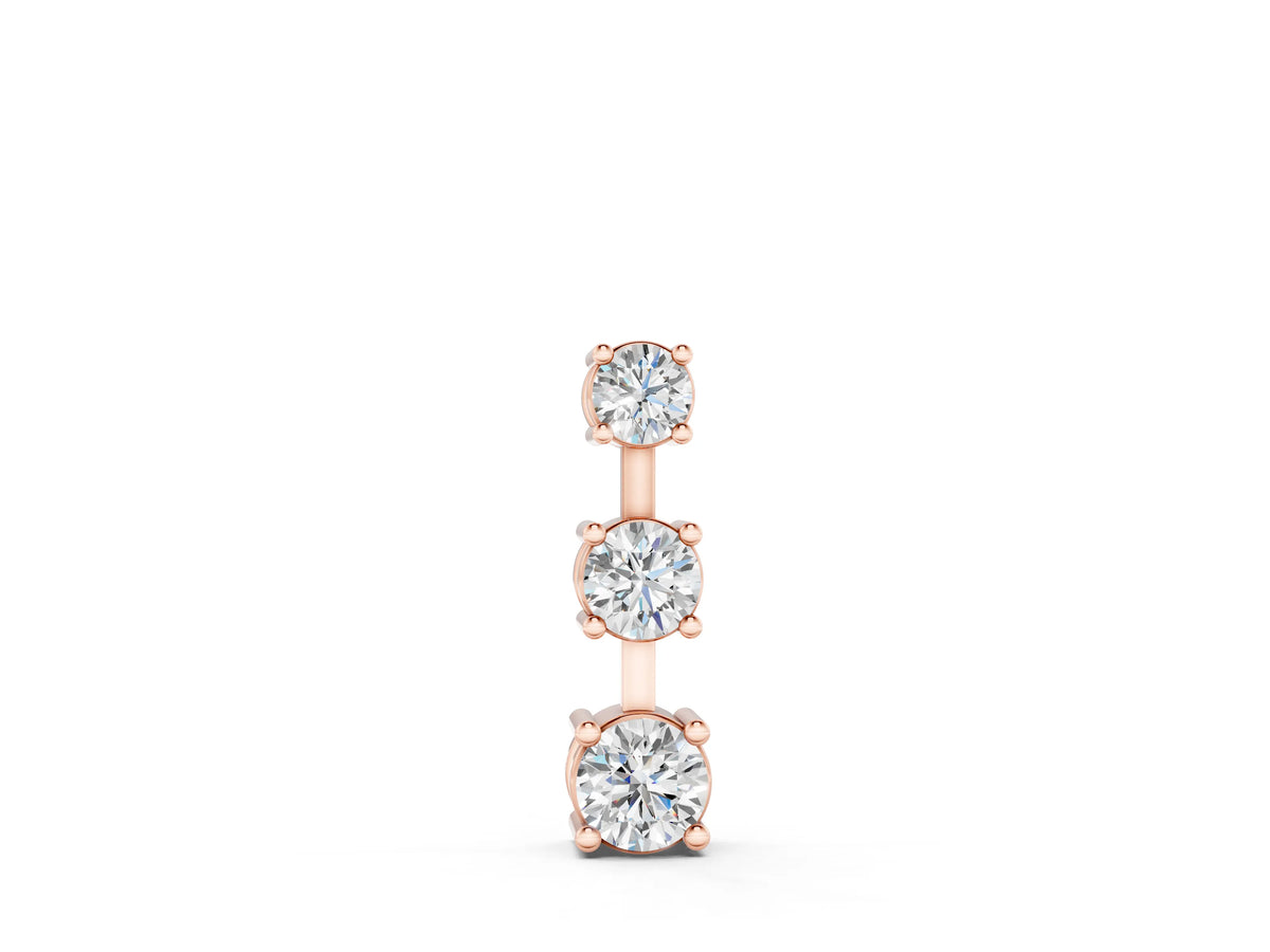 Rose gold Round Diamond Triple Bar Pendant with Four-Prong Setting
