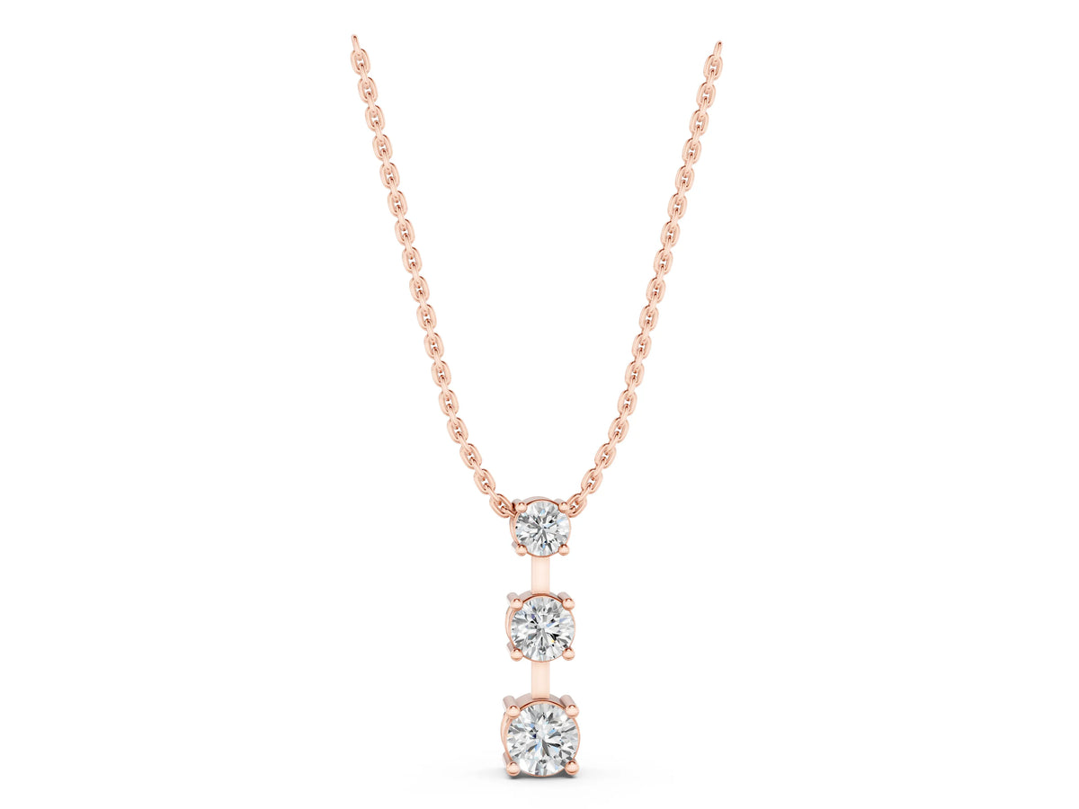Rose gold Round Diamond Triple Bar Pendant with Four-Prong Setting_1