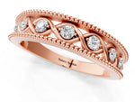 Rose gold Round Diamond Twist Milgrain Band with Bezel Setting_1