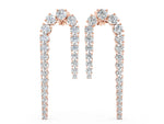 Rose gold Round Diamond U-Shaped Drop Earrings