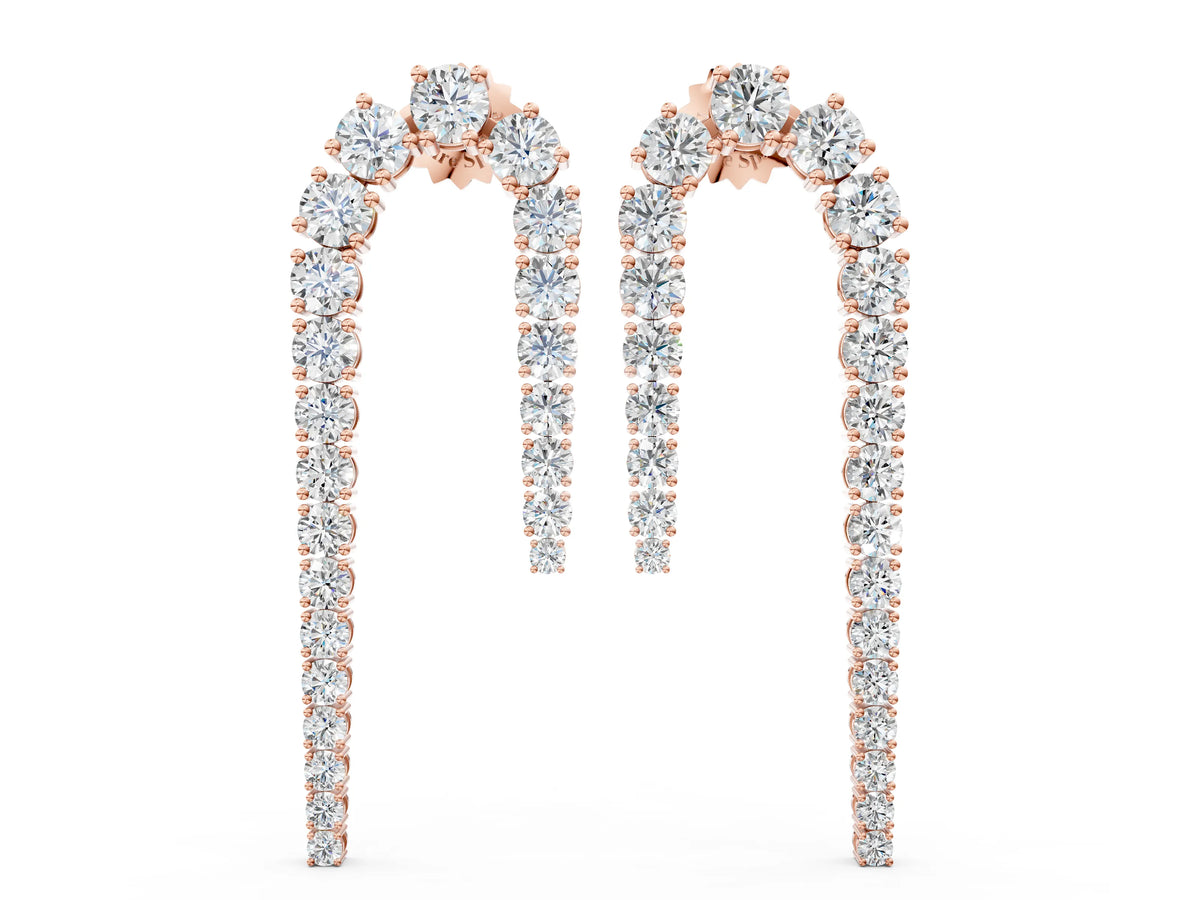 Rose gold Round Diamond U-Shaped Drop Earrings