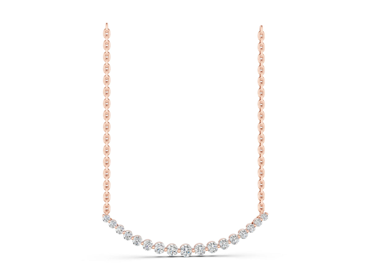 Rose gold Round Diamond V-Prong Bar Pendant_1