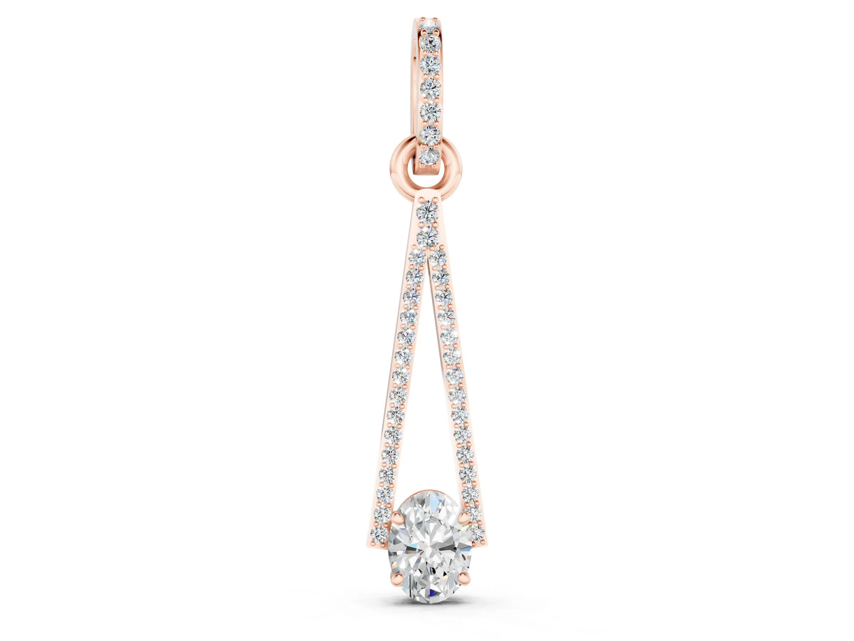 Rose gold Round Diamond V-Prong Pavé Pendant