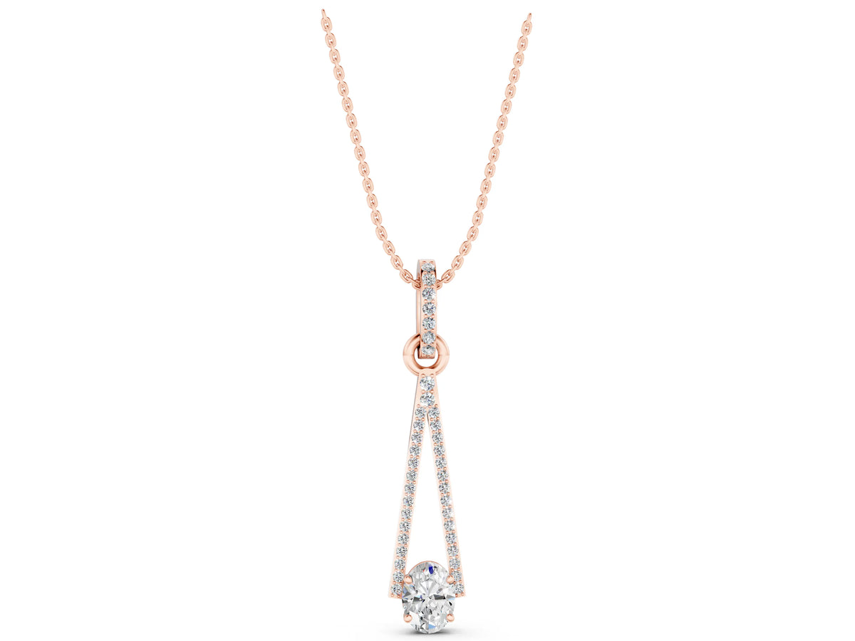 Rose gold Round Diamond V-Prong Pavé Pendant_1