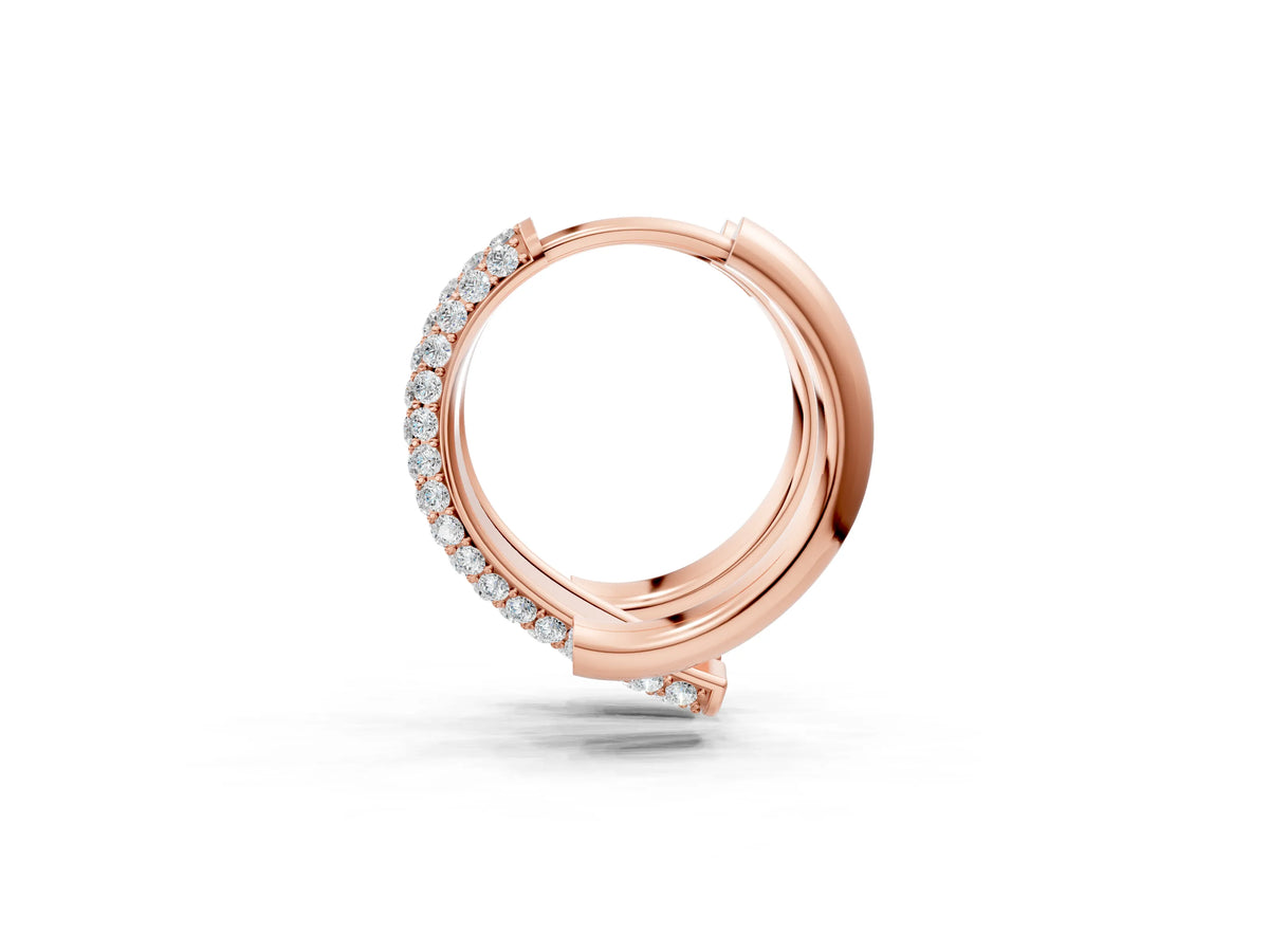 Rose gold Round Diamond Vega Bypass Hoop Earrings_1