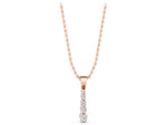 Rose gold Round Diamond Vertical Pendant with Prong Setting_1