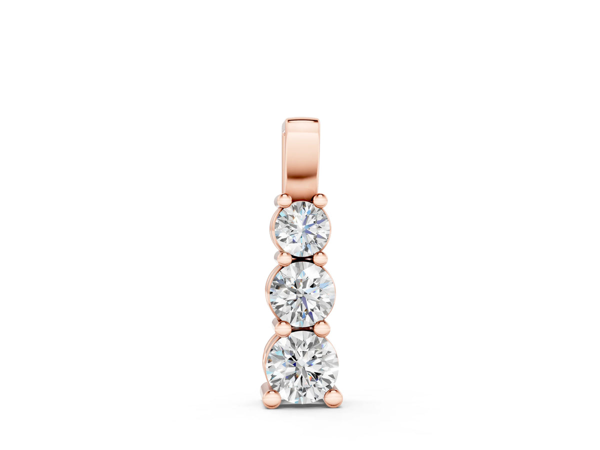 Rose gold Round Diamond Vertical Prong Pendant
