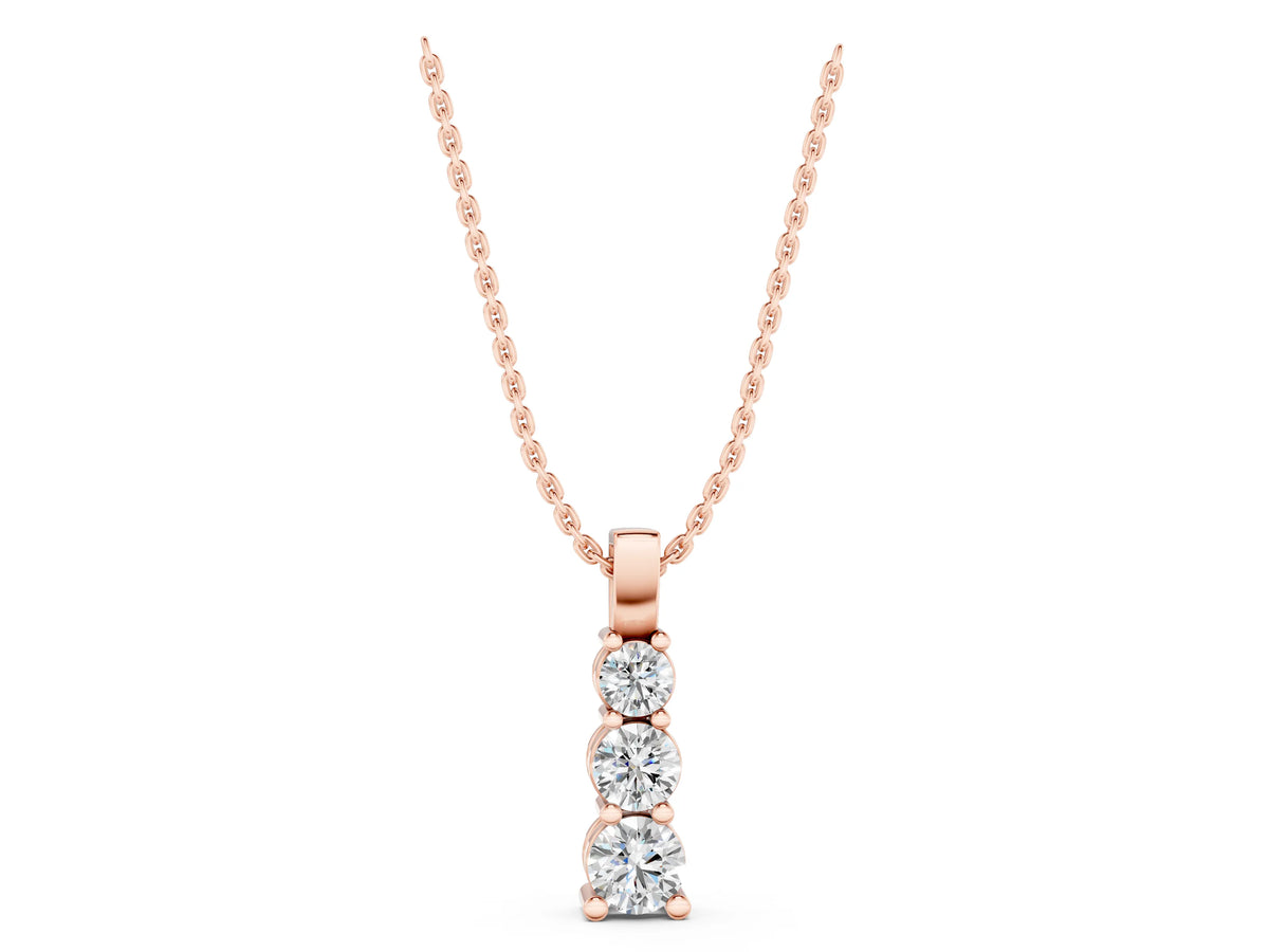 Rose gold Round Diamond Vertical Prong Pendant_1