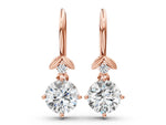 Rose gold Round Diamond Water Lily Drop Earrings with Diamond Accents