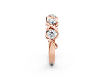 Rose gold Round Diamond Wave Band with Channel Setting and Shared Prongs_2