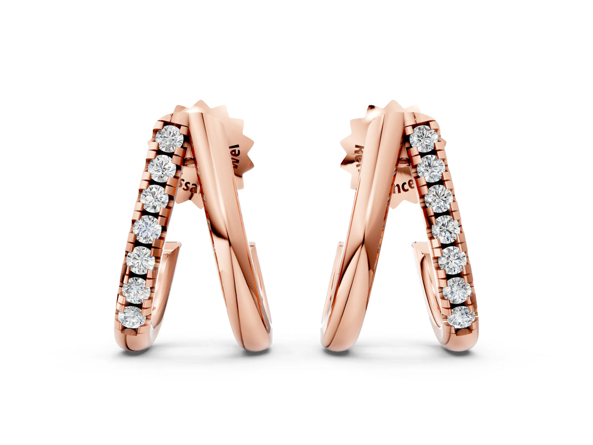 Rose gold Round Diamond Zuri Huggie Hoop Earrings